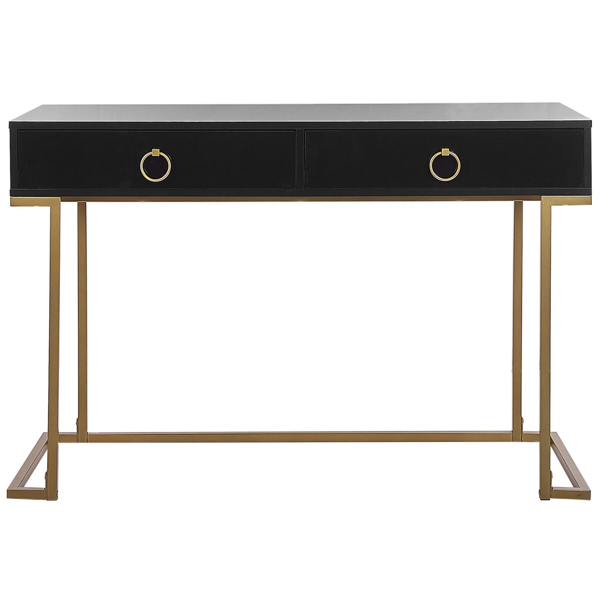 Biurko / Konsola 2 szuflady czarno-złota WESTPORT