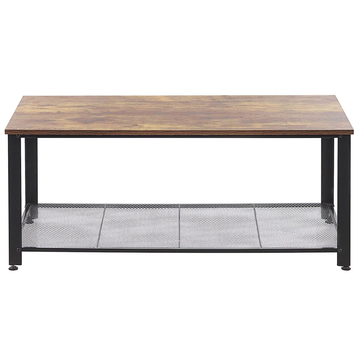 Stolik kawowy z półką ciemne drewno z czarnym ASTON