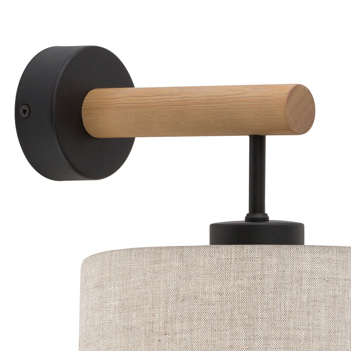 Kinkiet ścienny TK Lighting ECO 5776 E27 szaro-beżowy z drewnem i czernią, nowoczesna lampa do salonu i sypialni