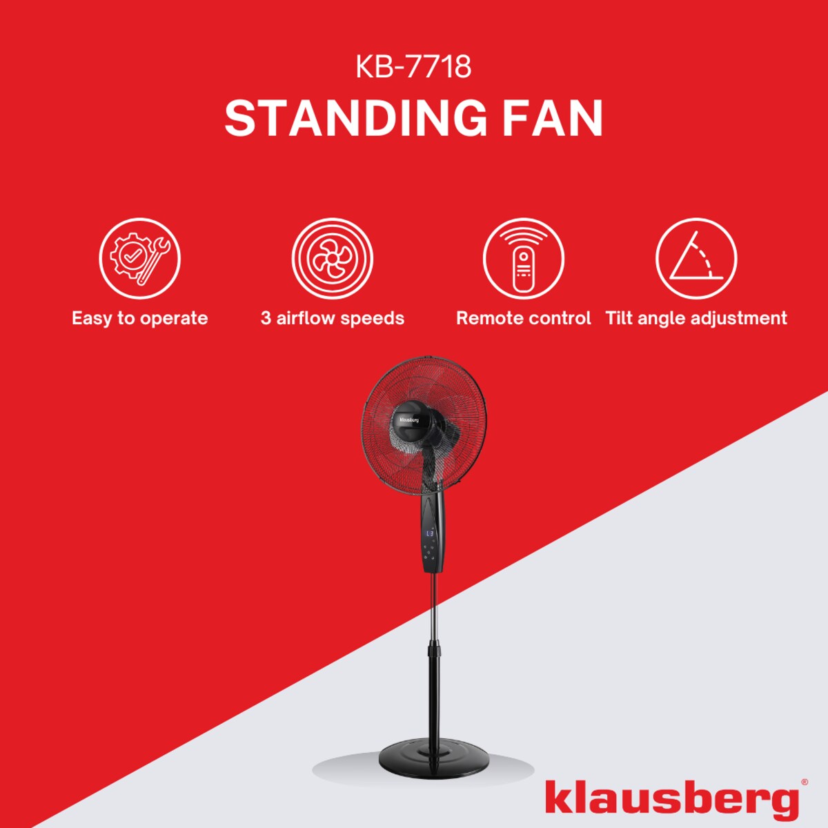 Wentylator podłogowy z pilotem i timerem 40cm 50W KLAUSBERG