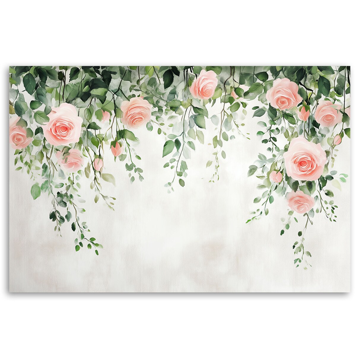 Obraz Abstrakcja do salonu sypialni Wiszące róże kwiaty zielone liście beton 120x80