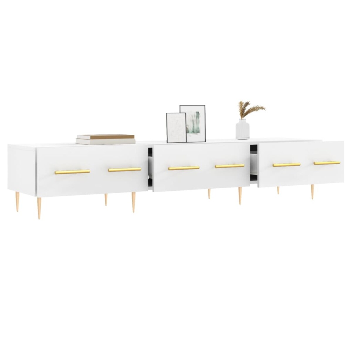 vidaXL Szafka pod TV, biała, 150x36x30 cm, materiał drewnopochodny