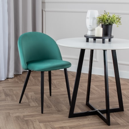 Krzesło tapicerowane do salonu jadalni welurowe zielone velvet