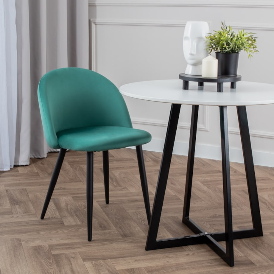 Krzesło tapicerowane do salonu jadalni welurowe zielone velvet