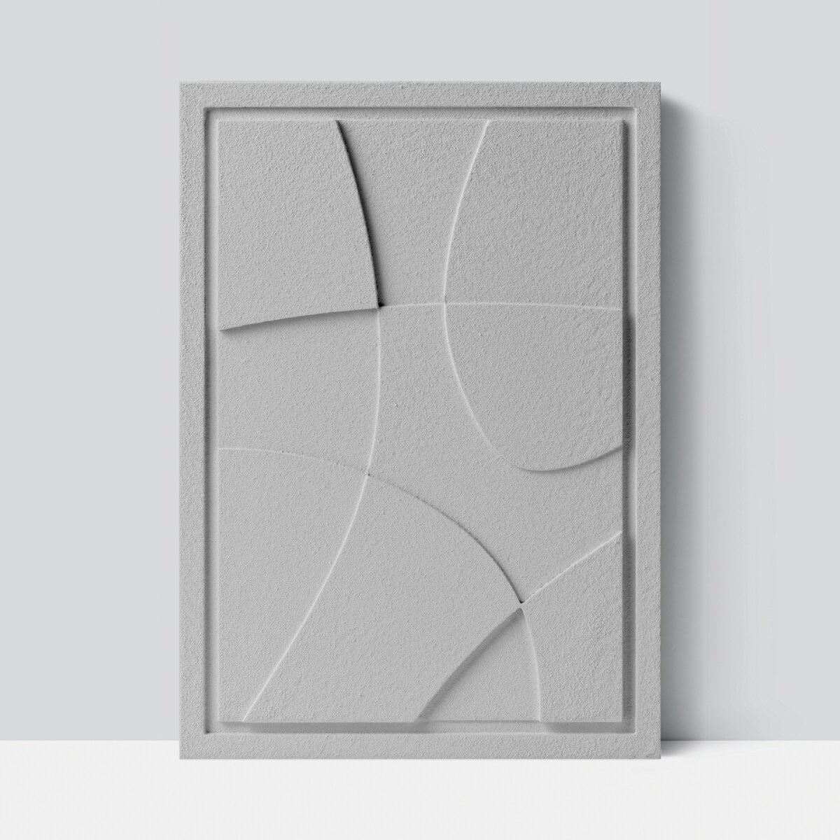 Obraz 3D 35x50cm Abstract I – Dekoracja Ścienna z Tynku Naturalnego, Milky Grey Minimalistyczny Relief