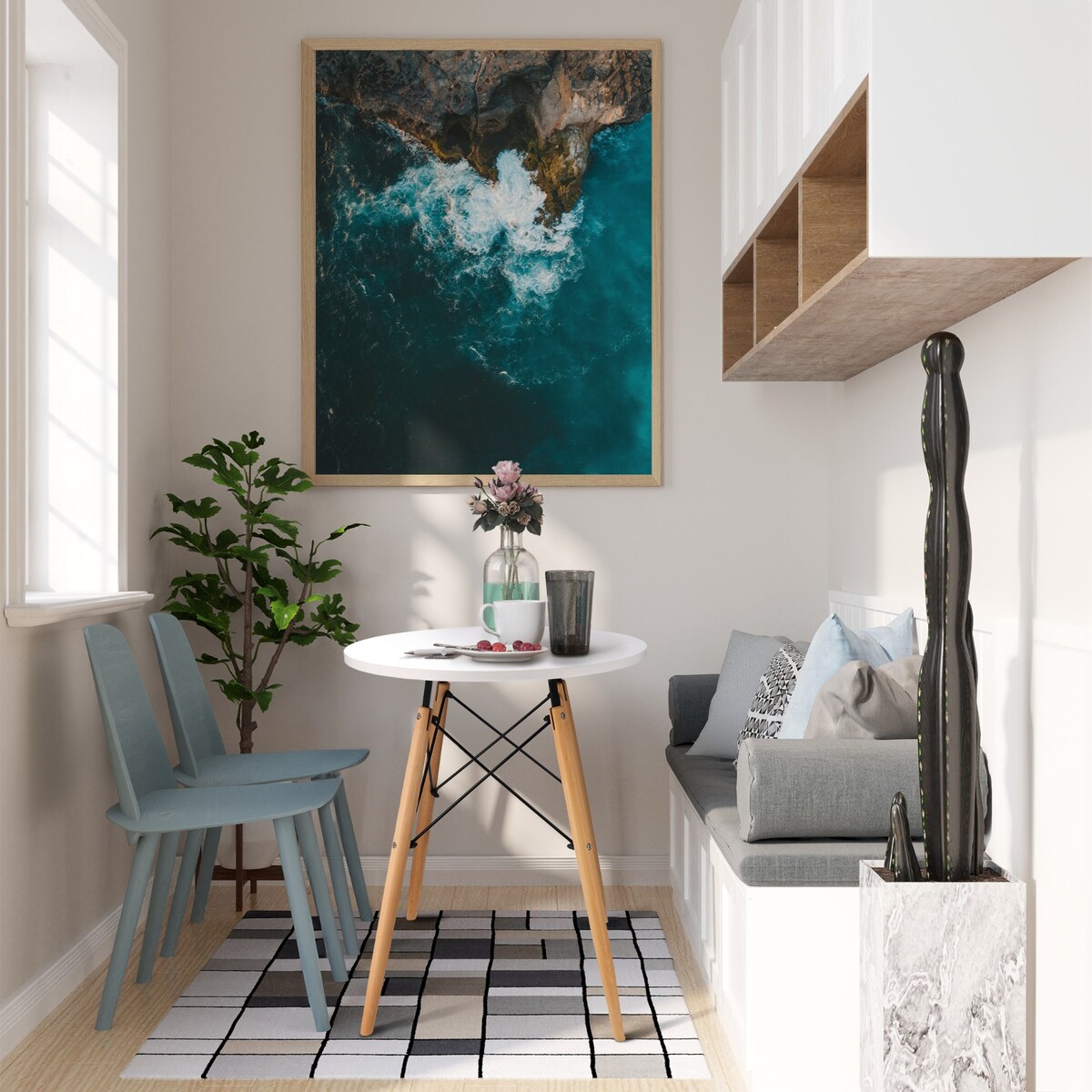 Nowoczesny Skandynawski Biały Okrągły Stół  Do Salonu Jadalni Kuchni