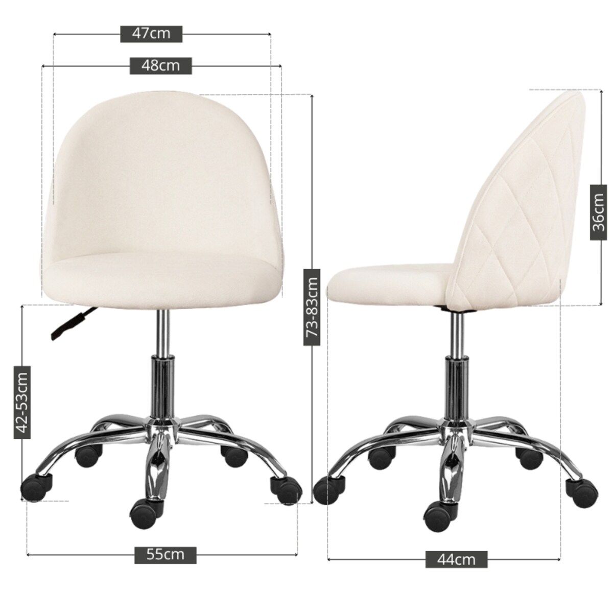 Fotel biurowy welurowy nowoczesny beżowy