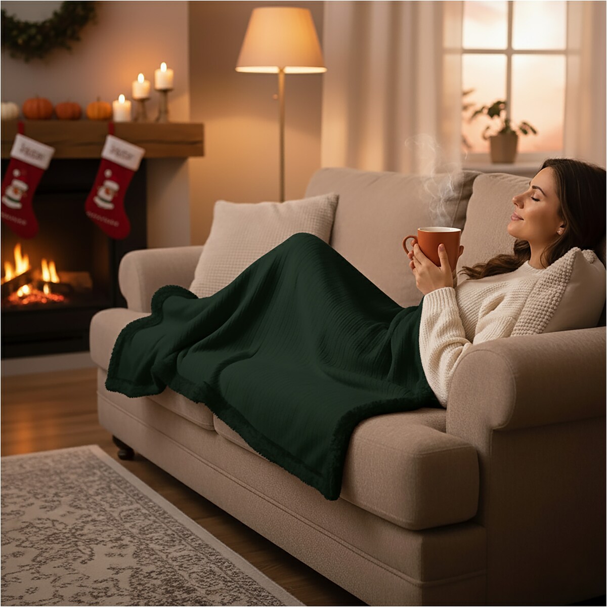 MIĘKKI KOC NARZUTA PLED NA ŁÓŻKO BARANEK SHERPA CIEPŁY 150x125 CM