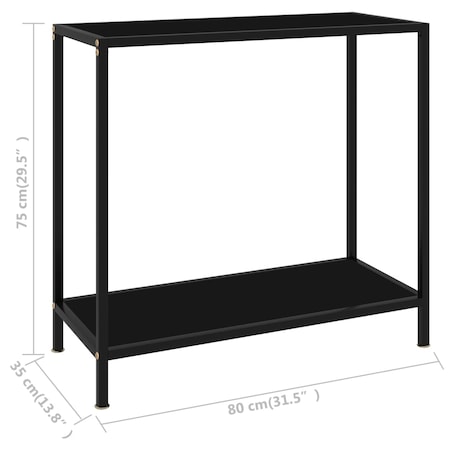 vidaXL Stolik konsolowy, czarny, 80x35x75 cm, szkło hartowane