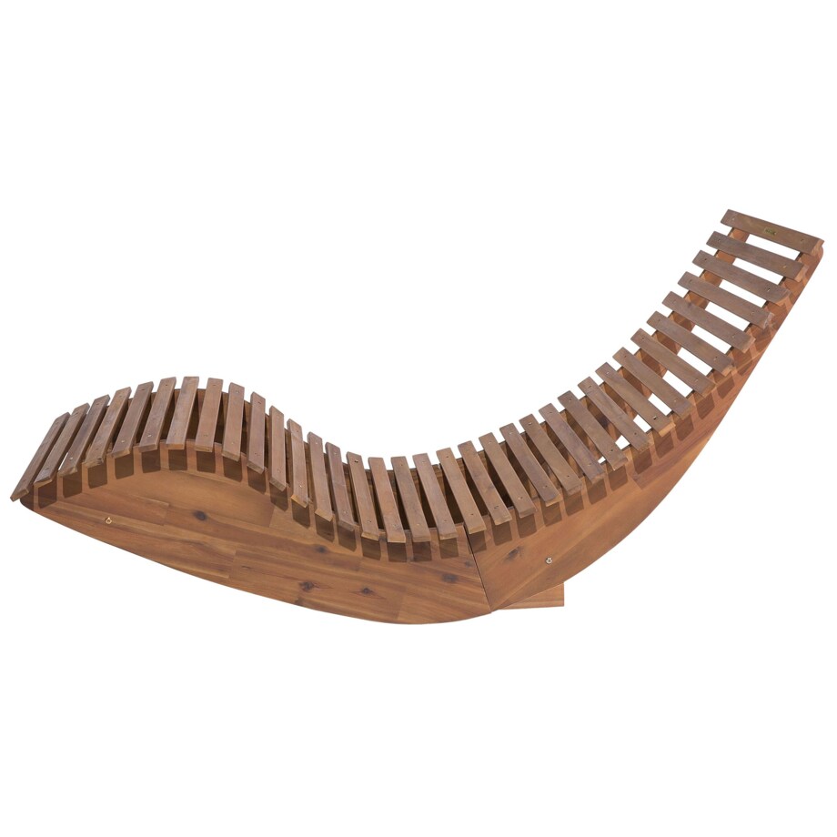Leżak ogrodowy drewniany z poduszką szarą BRESCIA