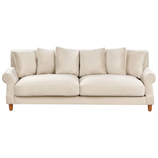 Sofa 3-osobowa welurowa złamana biel EIKE