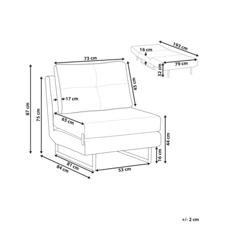 Sofa rozkładana jednoosobowa JERSLEV Złamana biel
