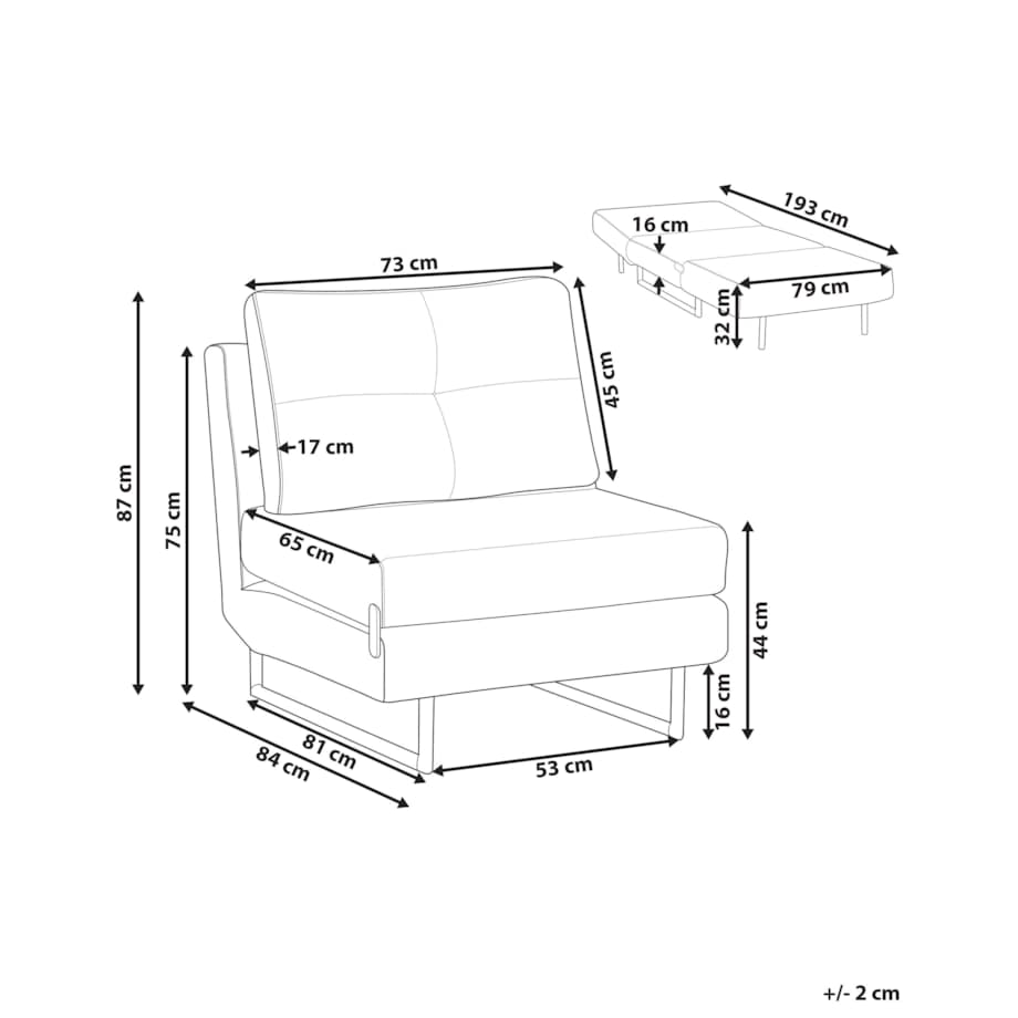 Sofa rozkładana jednoosobowa JERSLEV Złamana biel