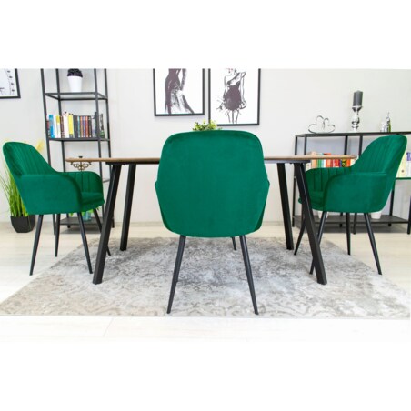 Krzesło Do Jadalni Kuchni Salonu Lugo - Aksamit Zielony / Nogi Czarne