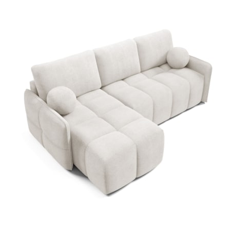 Narożnik MONO z funkcją spania i ozdobnymi poduszkami lewy, ecru