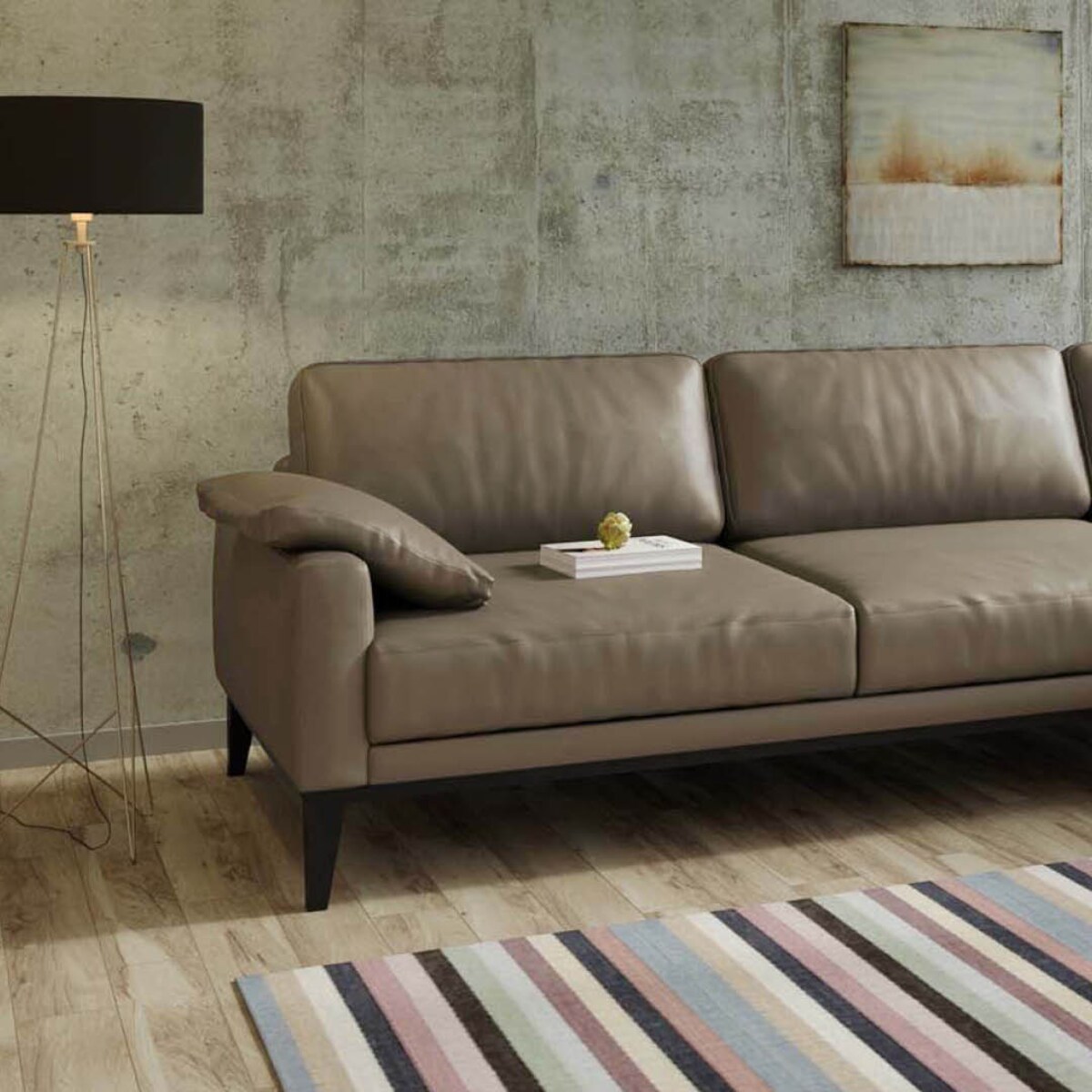 Sofa narożna Musso szara z pikowanym siedziskiem