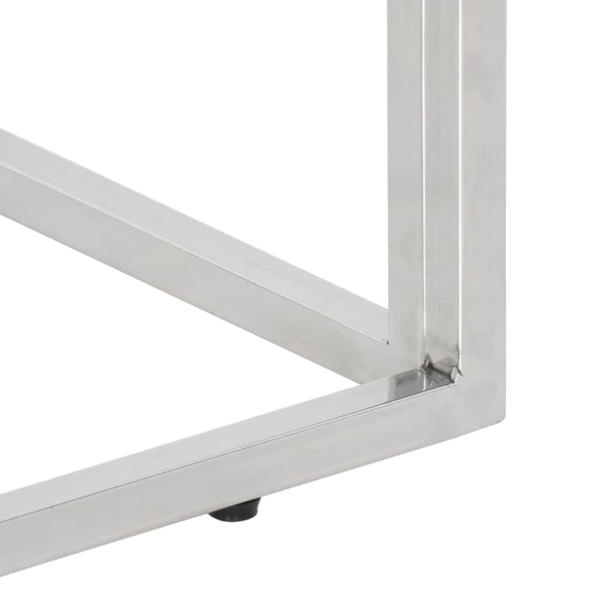 vidaXL Stolik konsolowy, srebrny, stal nierdzewna i drewno akacjowe