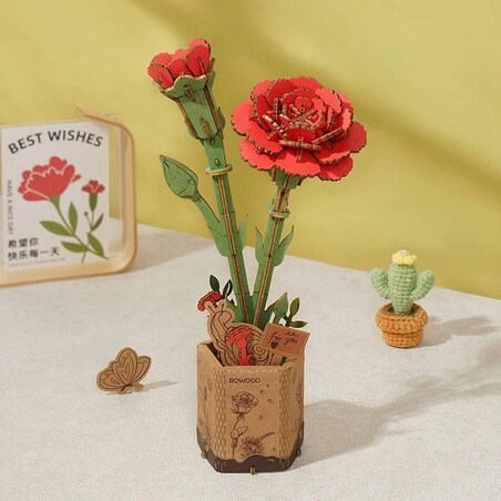 Czerwony goździk DIY - kwiaty Robotime