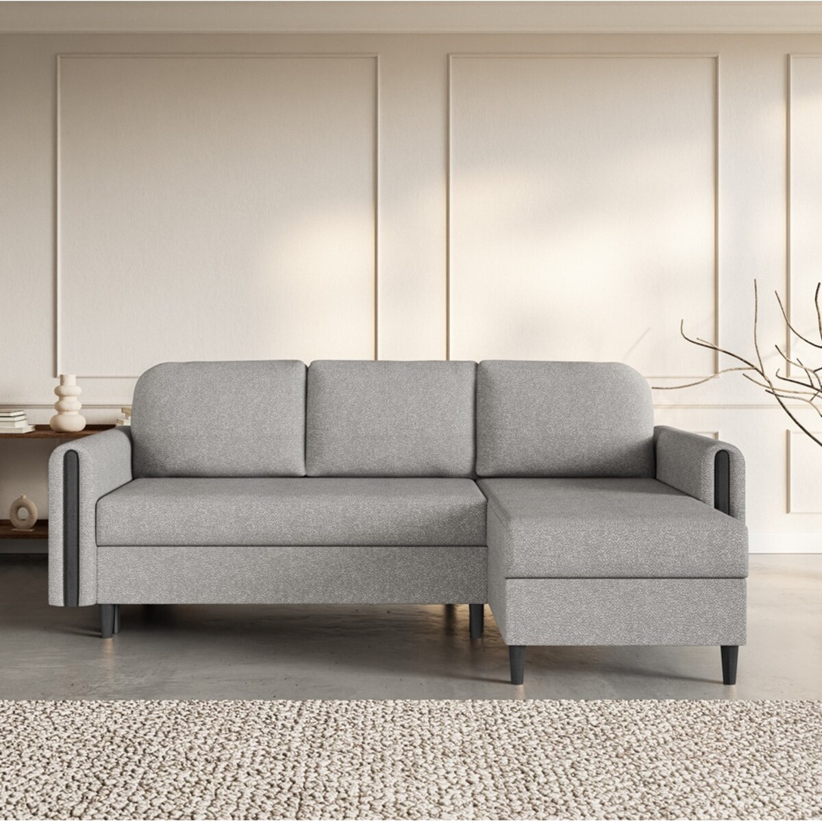 Narożnik GALOS z funkcją spania- szary- prawostronny