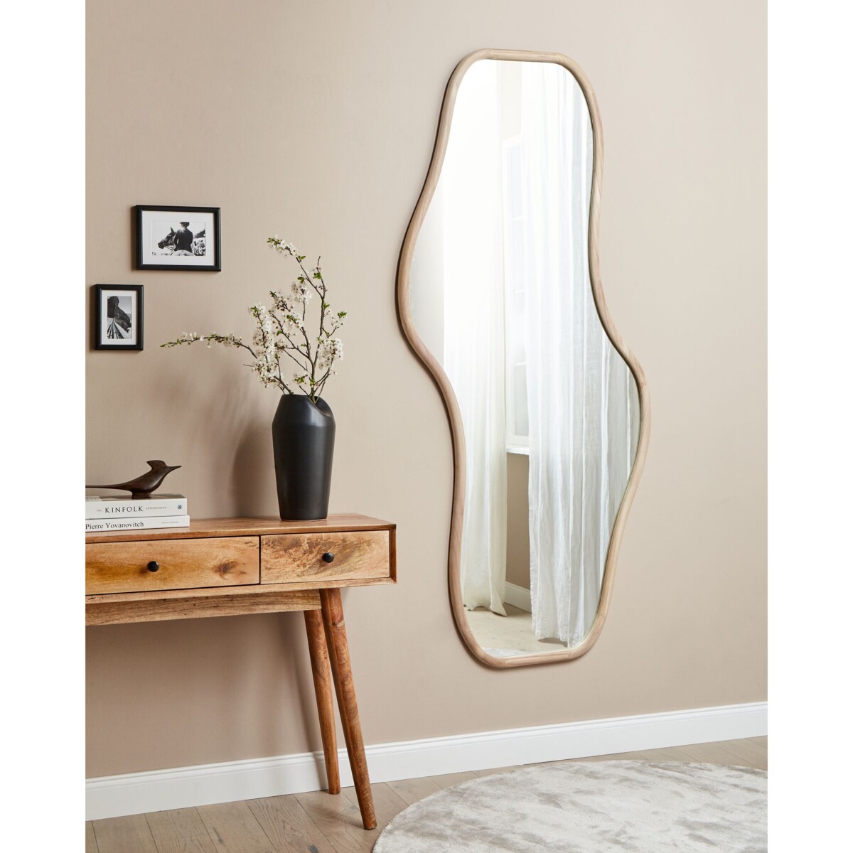 Lustro ścienne BIOLLET 80 cm 180 cm Drewno Naturalny