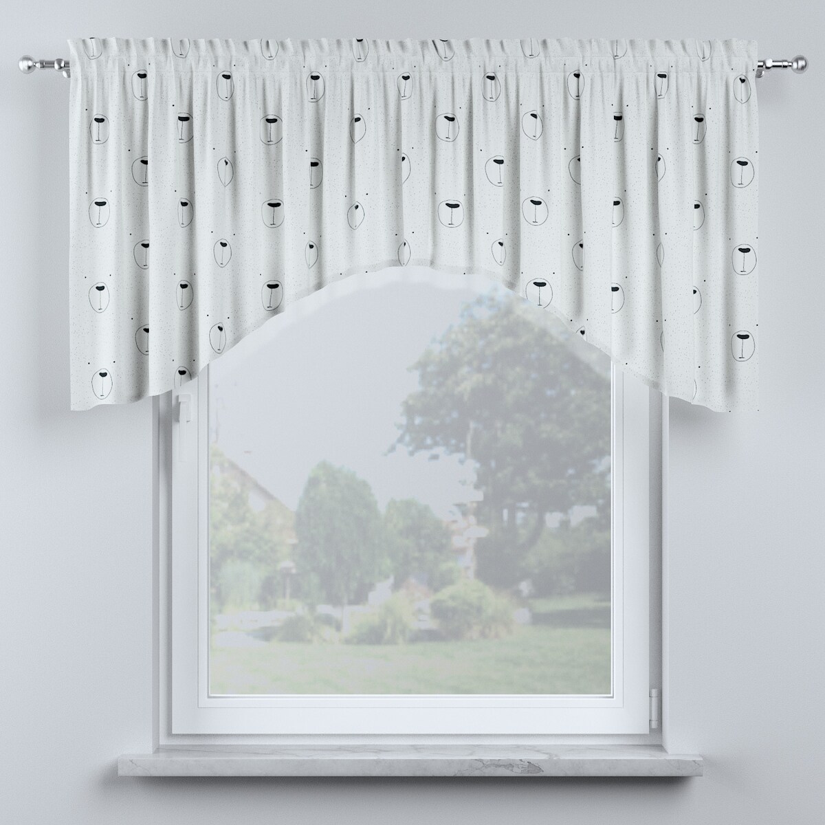 Lambrekin łuk 150x75 ecru-czarny