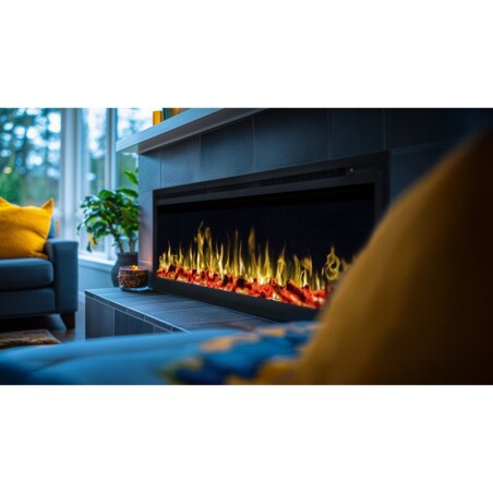 Kominek elektryczny AFLAMO Royal 60 - ścienny i do zabudowy - 152x43x15 cm - kominek LED z funkcją grzania 750/1500 W