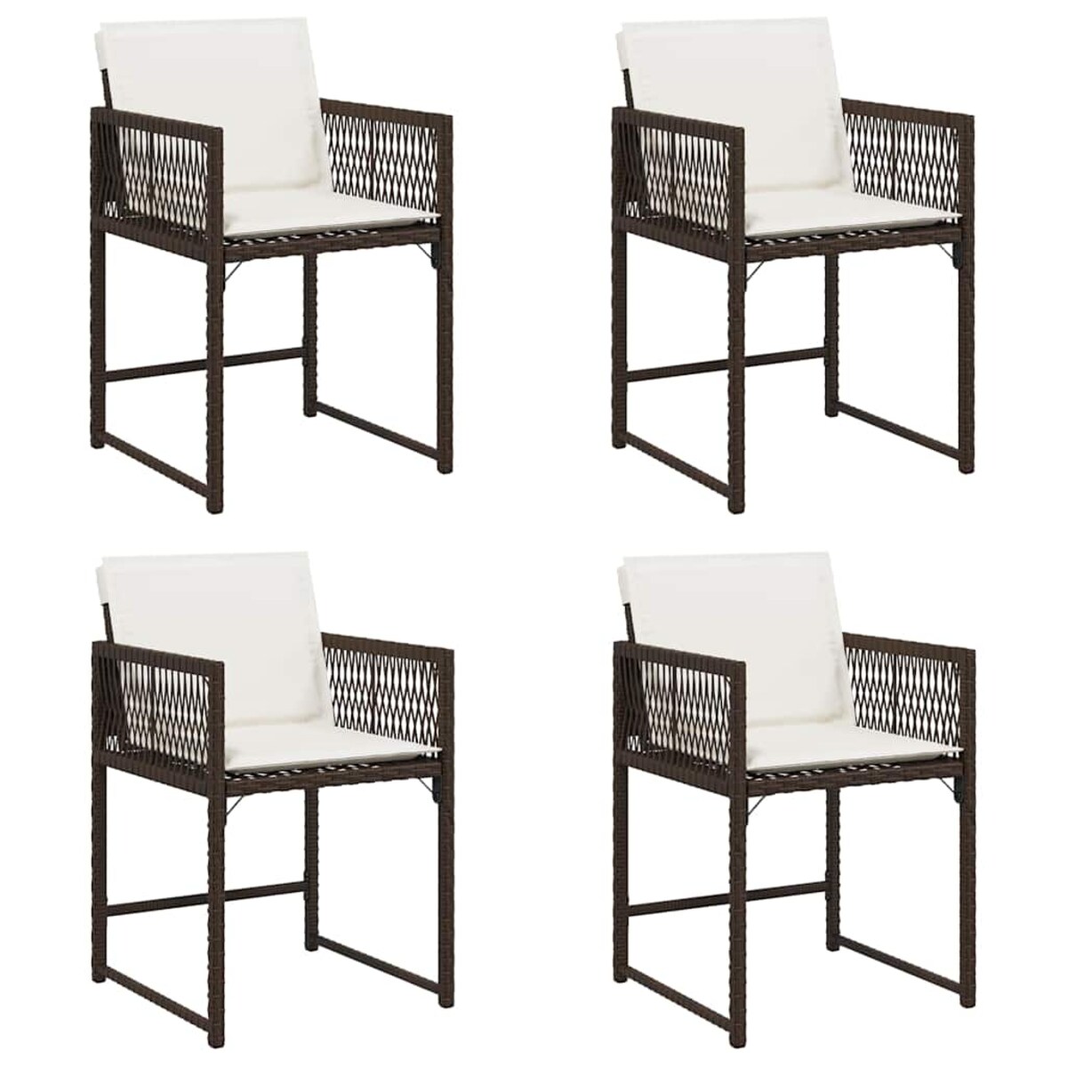 vidaXL Krzesła ogrodowe z poduszkami, 4 szt., brązowe, polirattan