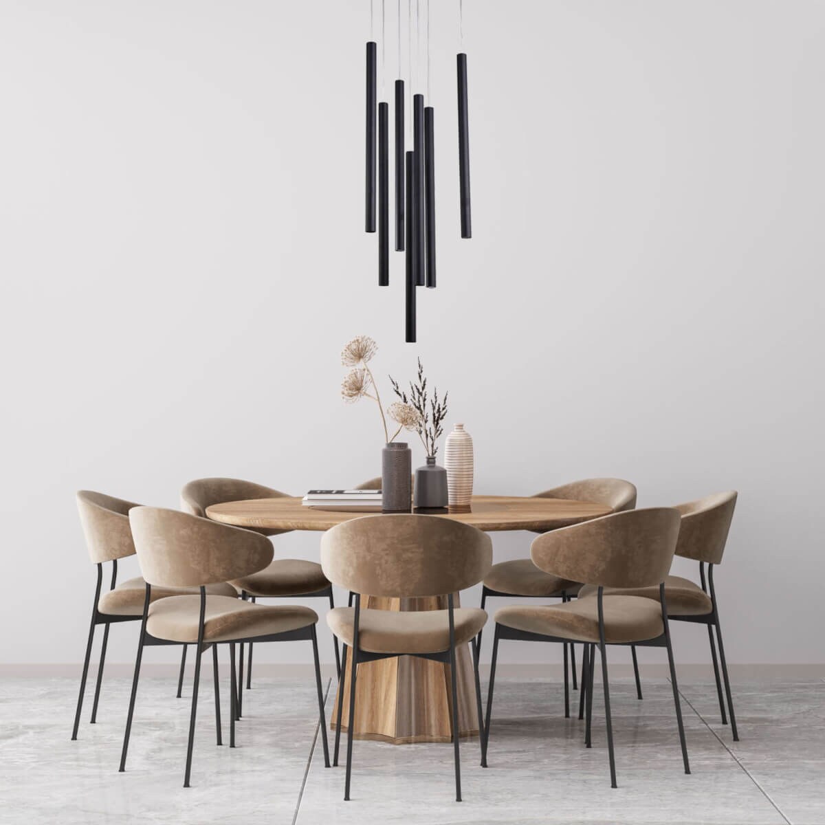 Czarna lampa wisząca Lungo metalowe tuby nad stół do salonu