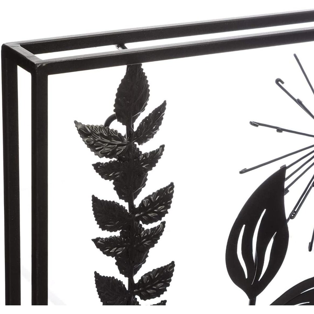 Dekoracja na ścianę w ramce LIŚCIE, metalowa, 40 x 40 cm