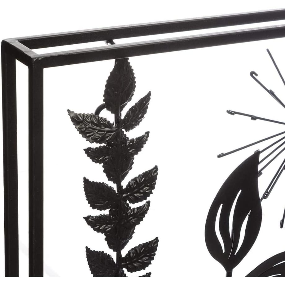 Dekoracja na ścianę w ramce LIŚCIE, metalowa, 40 x 40 cm