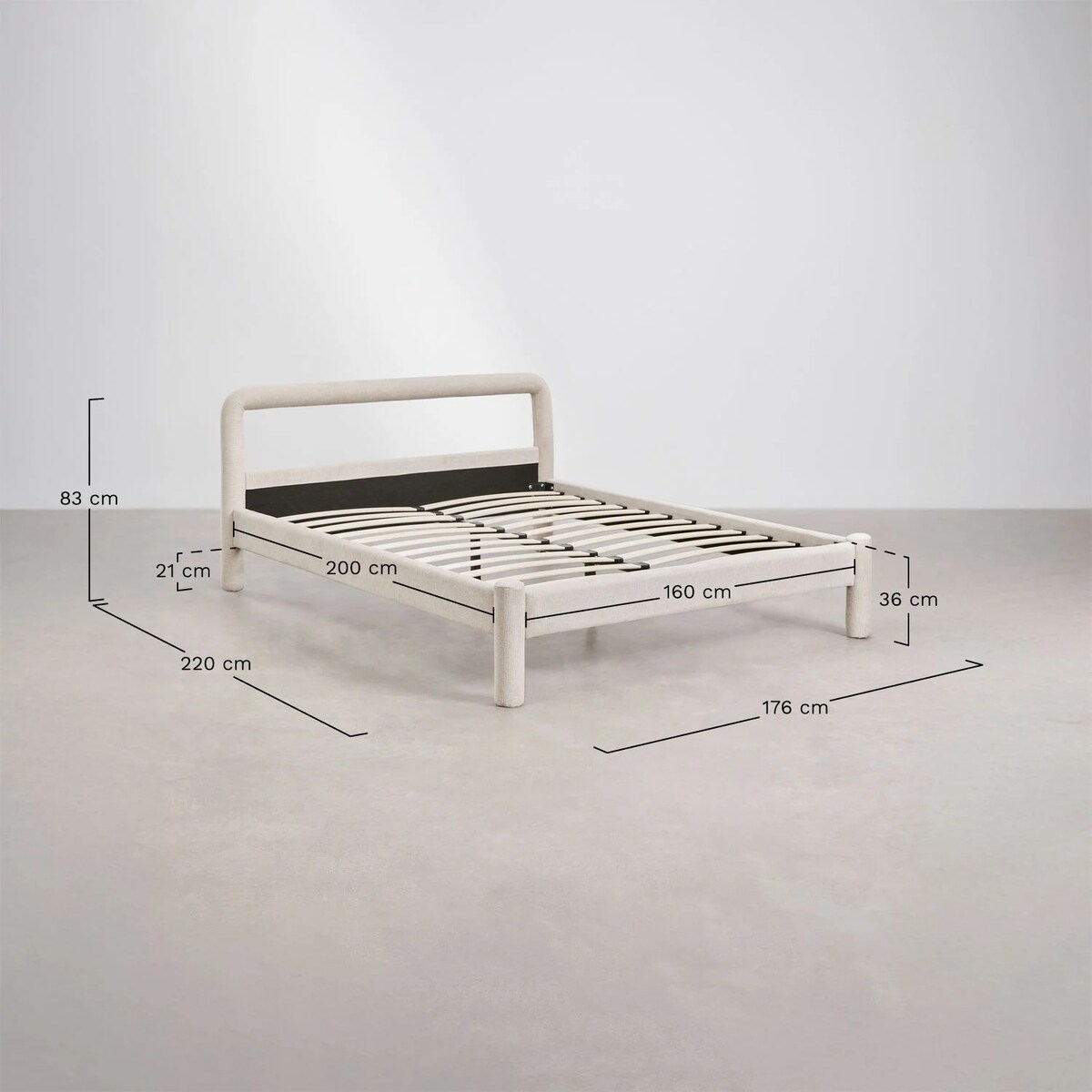 Łóżko tapicerowane, szenilowe, kremowo-beżowe Eneko, 160x200 cm