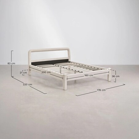 Łóżko tapicerowane, szenilowe, kremowo-beżowe Eneko, 160x200 cm