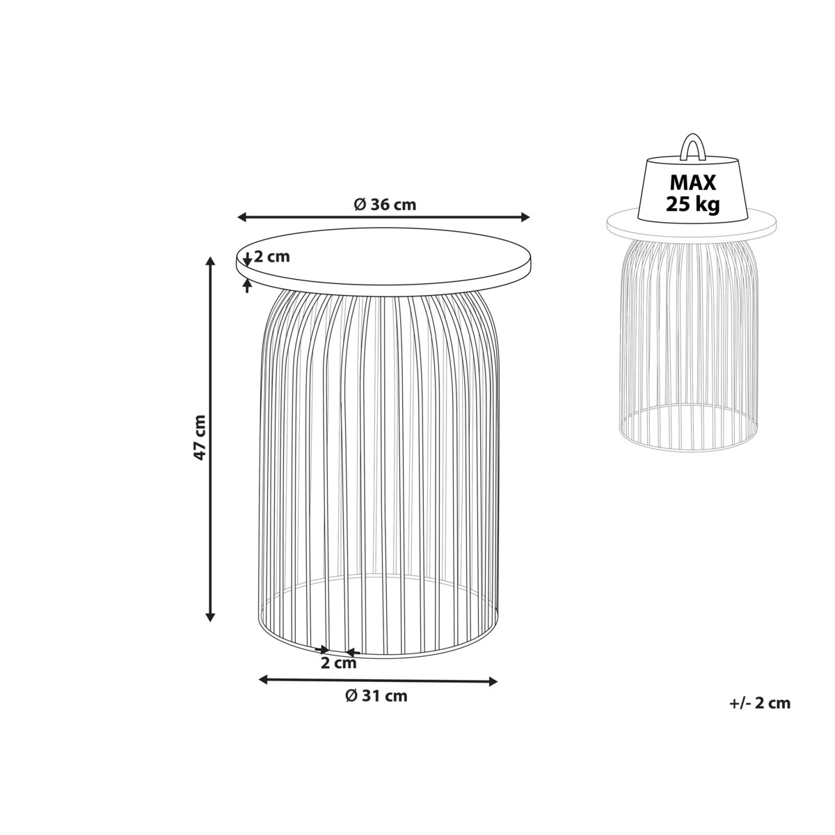 Stolik pomocniczy drewno mango jasne z czarnym WILLS