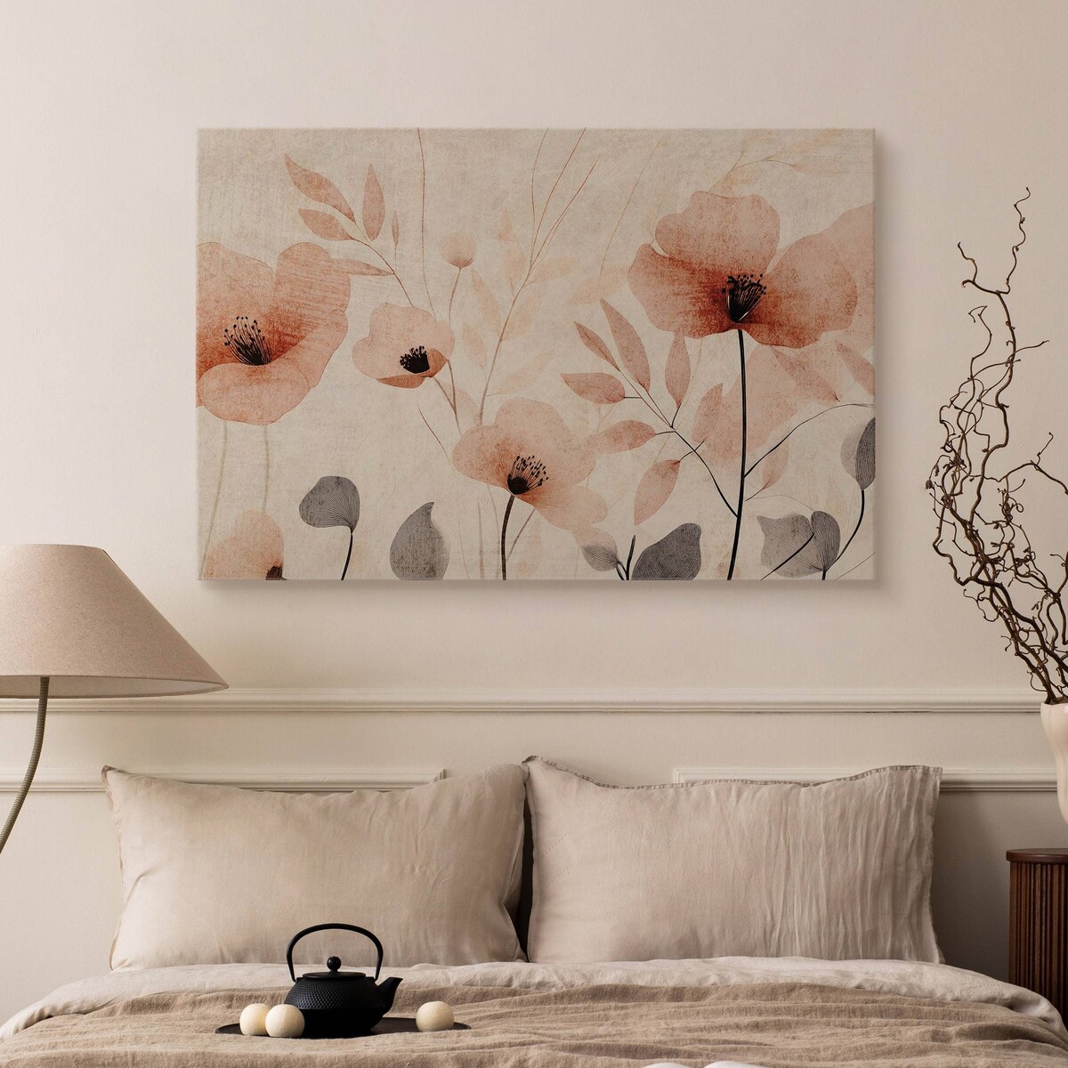 Obraz Canvas Do Salonu Sypialni Czerwone Maki Kwiaty Polne Vintage 70x50cm