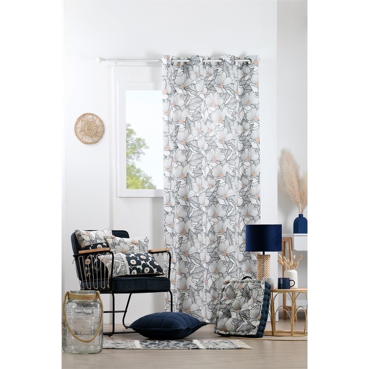 Zasłona bawełniana na przelotkach, EUGENIE, 140 x 260 cm