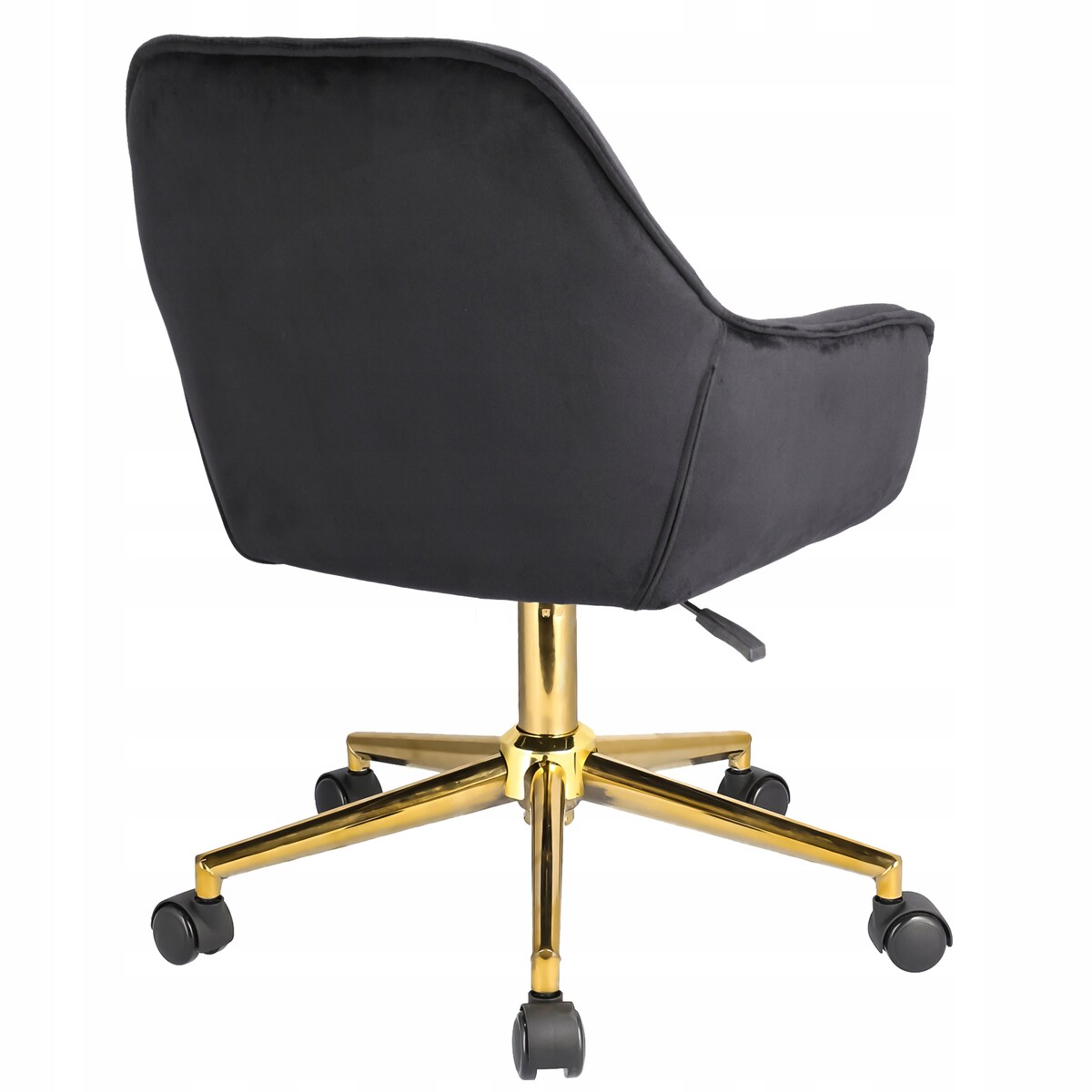 Fotel obrotowy welurowy LARGO czarny na złotej stopie