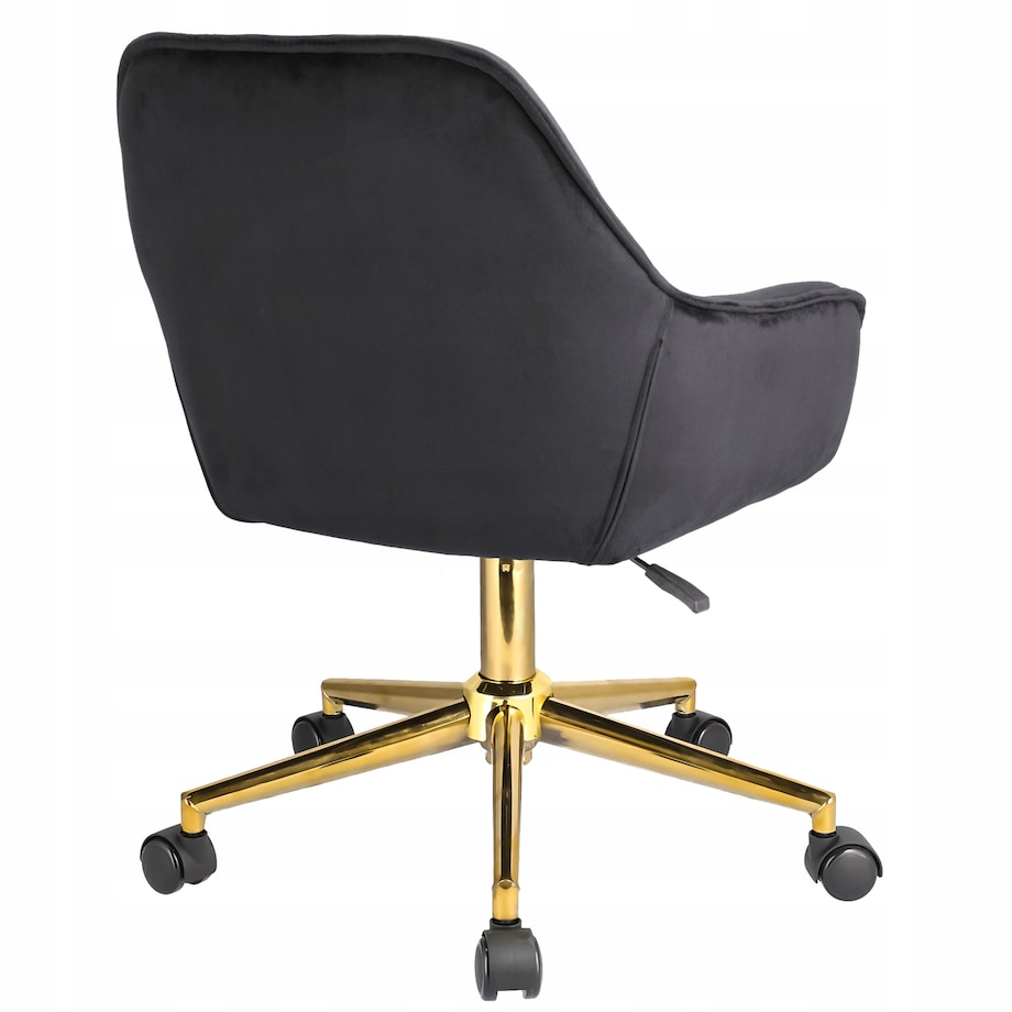 Fotel obrotowy welurowy LARGO czarny na złotej stopie
