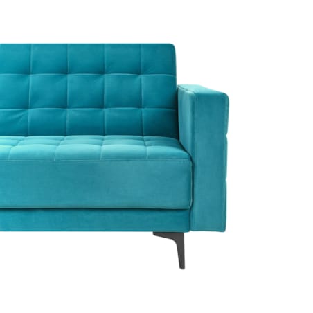 Sofa prawostronna rozkładana welurowa morska ABERDEEN