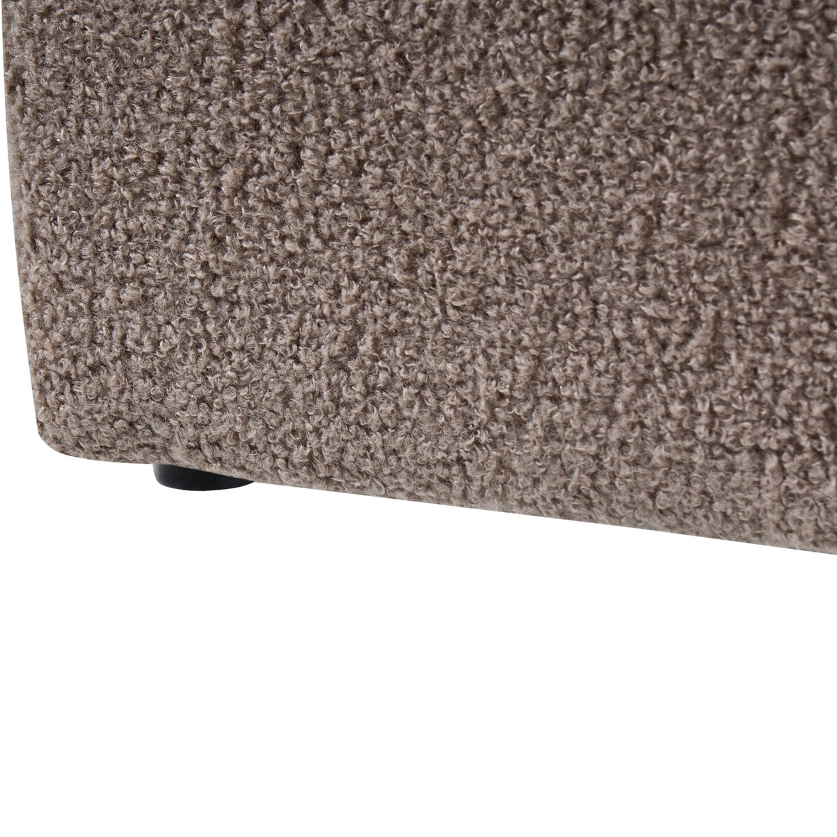 Łóżko z pojemnikiem bez zagłówka DINAN Boucle Beżowoszary 90 x 200 cm