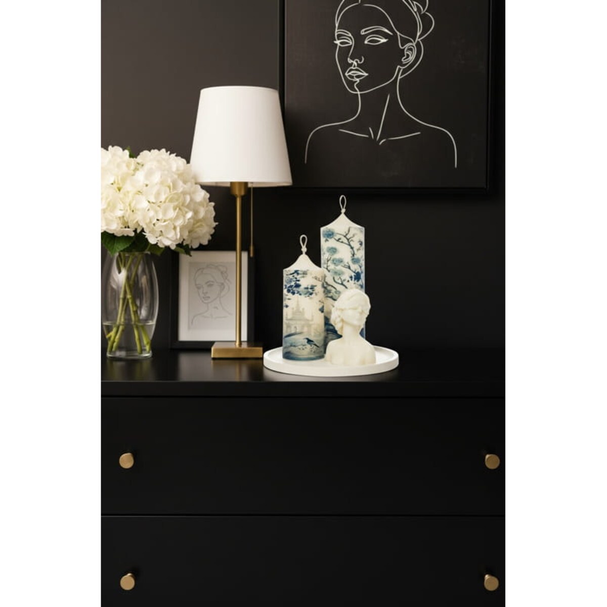 Zestaw świec sojowych Eva na dekoracyjnej tacy – elegancki prezent z torbą w zestawie