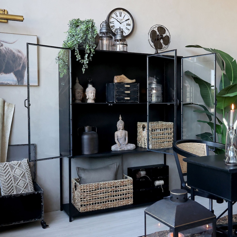 Witryna metalowa loftowa trzydrzwiowa 175x140x39,5 cm