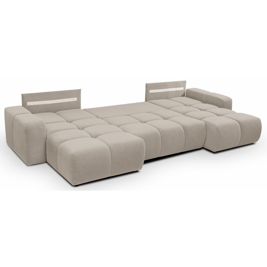 Nowoczesny Narożnik U SOHI z funkcją spania, Curio 11 - Ciemny beż