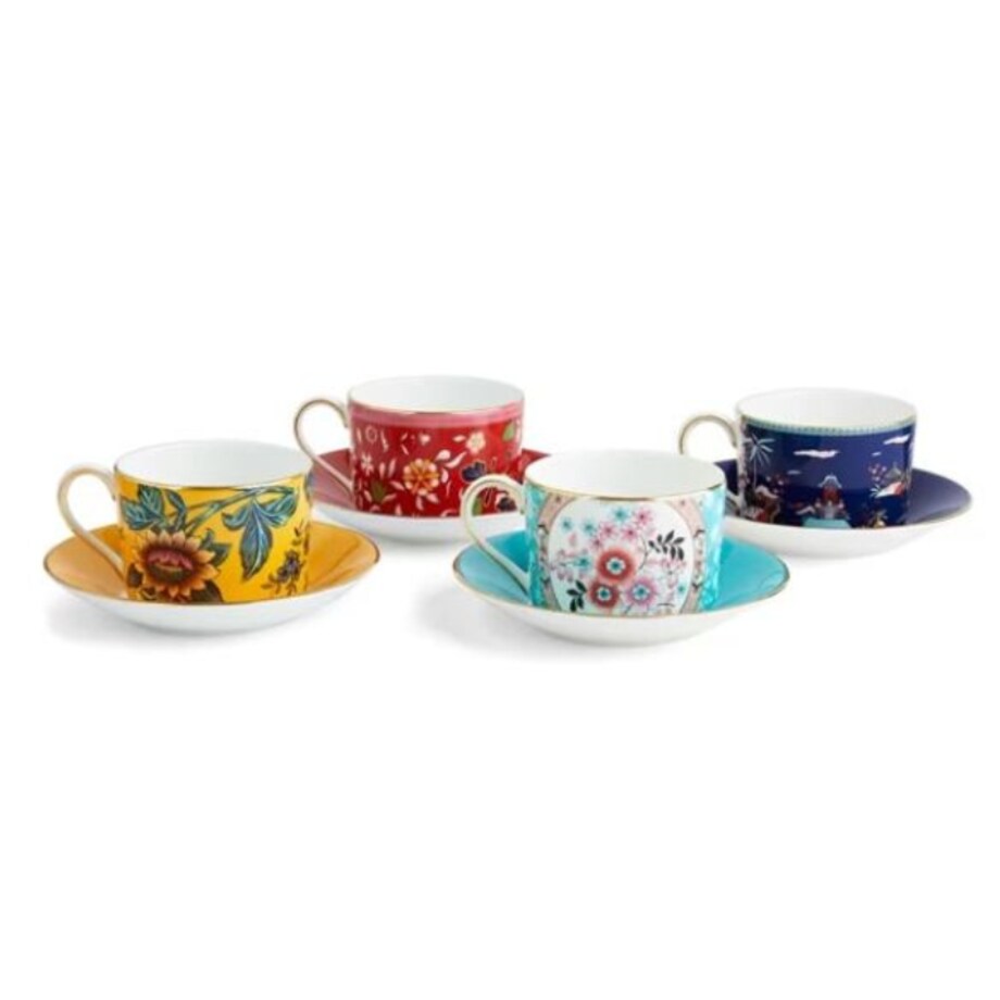 Zestaw 4 filiżanek do herbaty ze spodkami Wonderlust Wedgwood