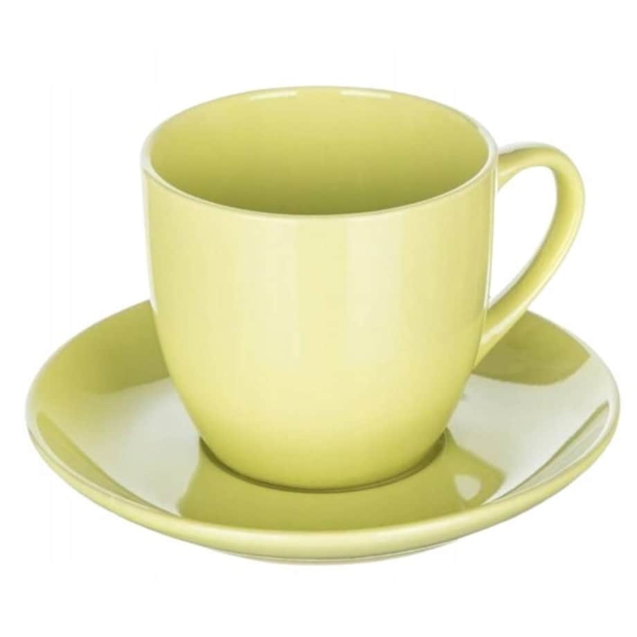FILIŻANKA + SPODEK zielony jasny 250 ml na espresso kawę herbatkę prezenty