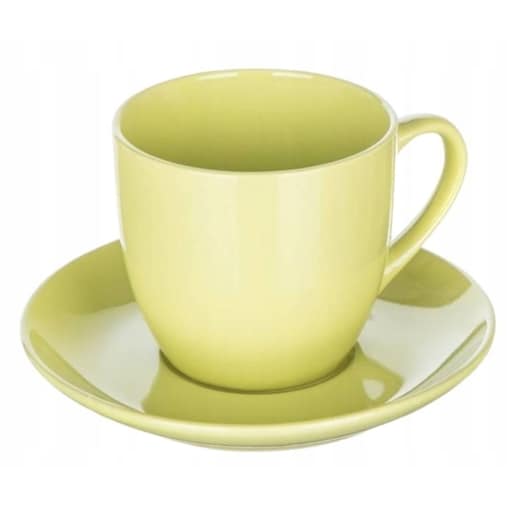 FILIŻANKA + SPODEK zielony jasny 250 ml na espresso kawę herbatkę prezenty