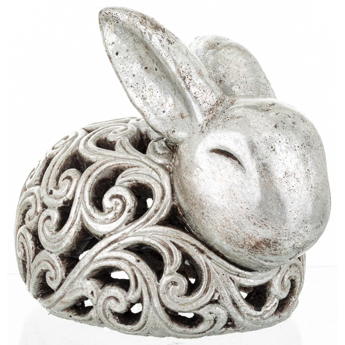 Dekoracja - królik ażurowy 21x17x25 cm SREBRNY