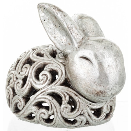 Dekoracja - królik ażurowy 21x17x25 cm SREBRNY