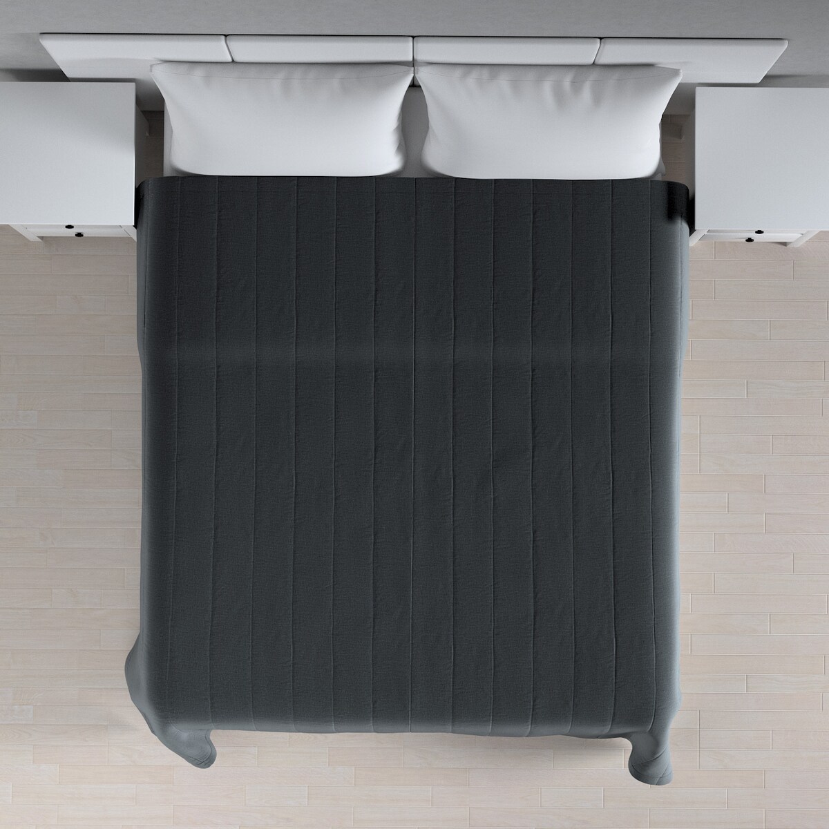 Narzuta pikowana w pasy 260x210 grafitowy welwet