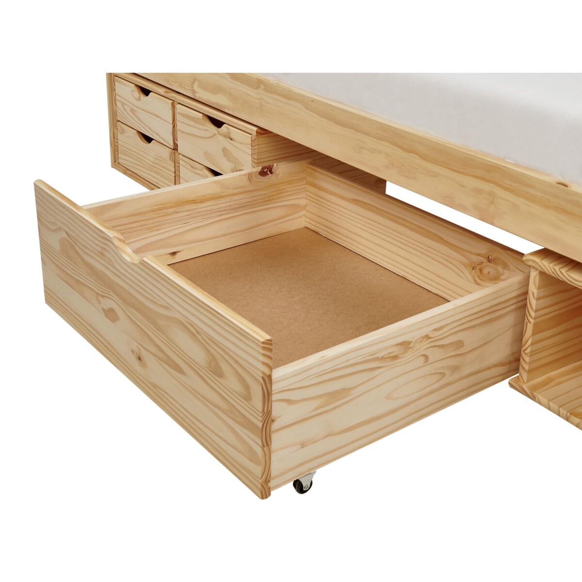 Łóżko drewniane z szufladami 90 x 200 cm jasne drewno ROYVILLE