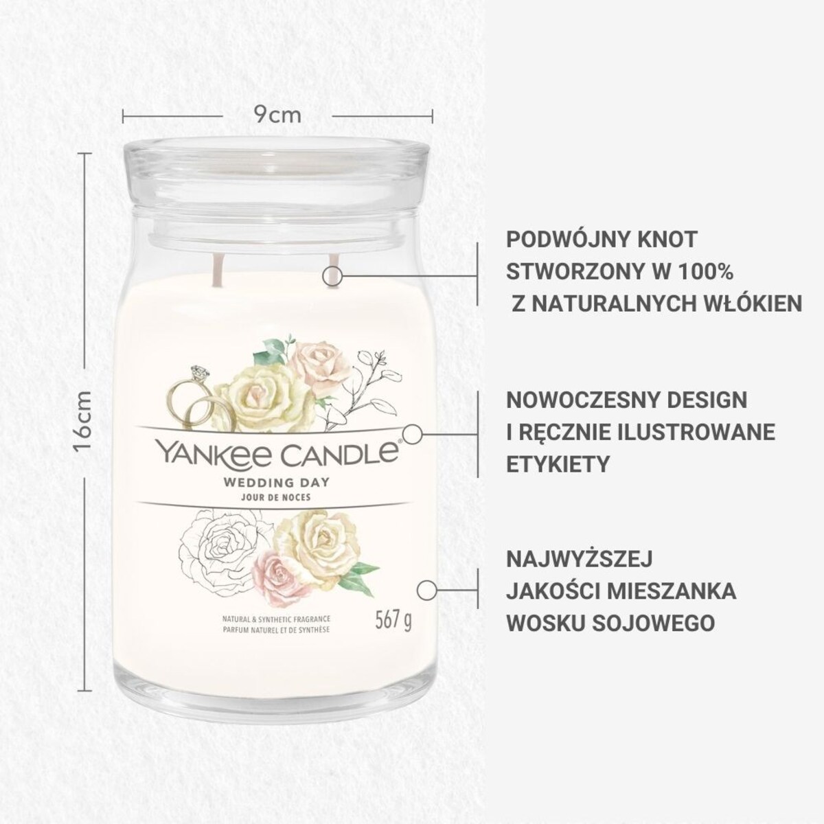 YC SIGNATURE – Świeca duża WEDDING DAY